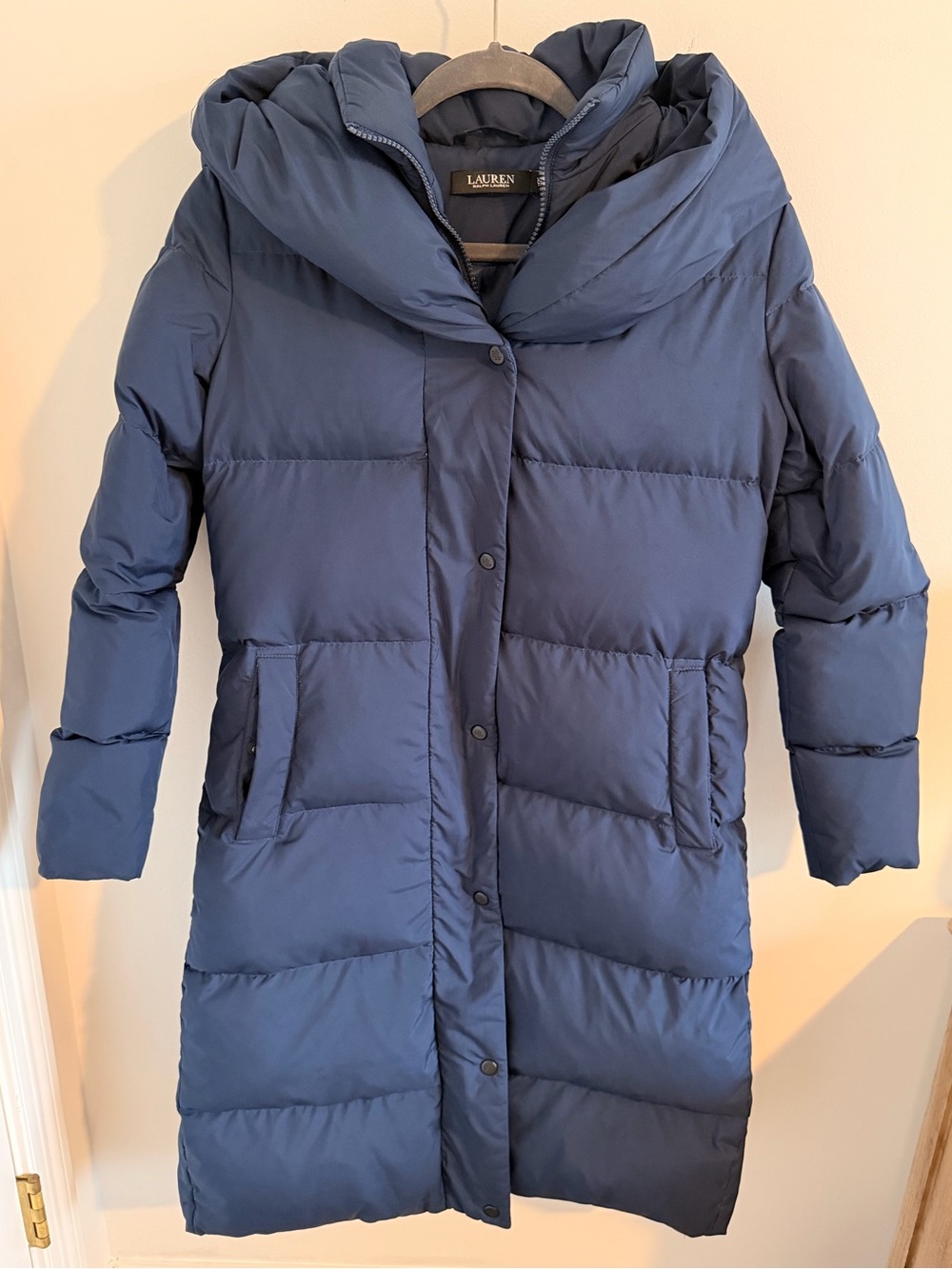 Lauren Ralph Lauren Navy Long Hooded Puffer Coat